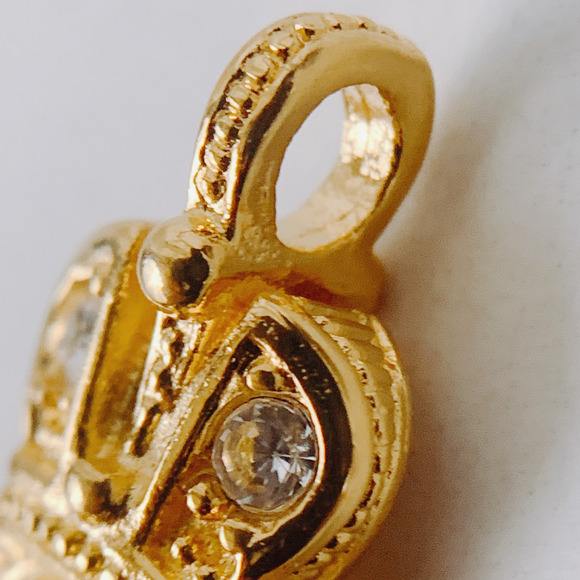 Gold Tone Pendant, Egg, Enamel Cross Design, 1990s - Y2K - Picture 9 of 16